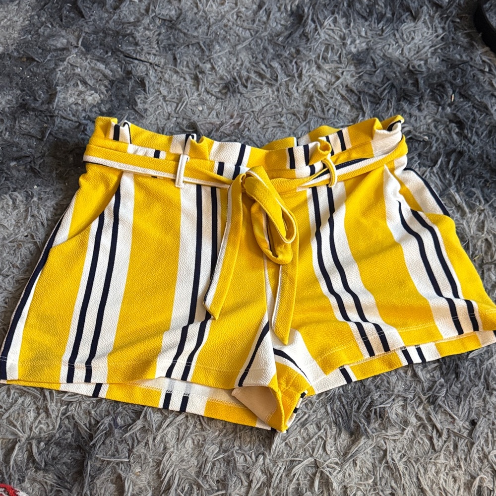 Yellow Striped Women's Shorts